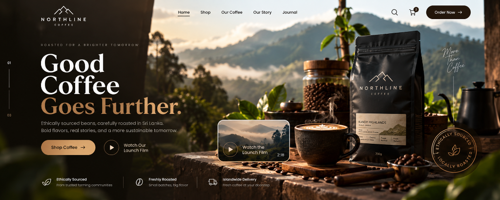 Northline Coffee - Good Coffee Goes Further website hero banner
